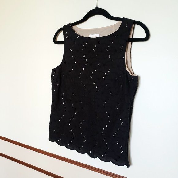 LAUNDRY BY SHELLI SEGAL BLACK EYELET TOP - Picture 4 of 12